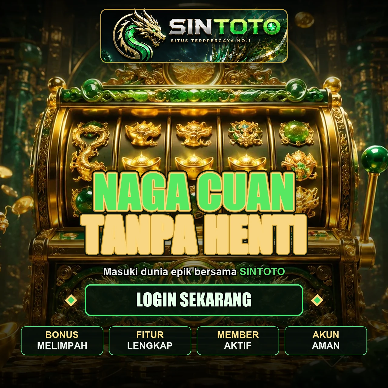 Banner SINTOTO jackpot di slot online dengan koleksi game dan turnamen bonus